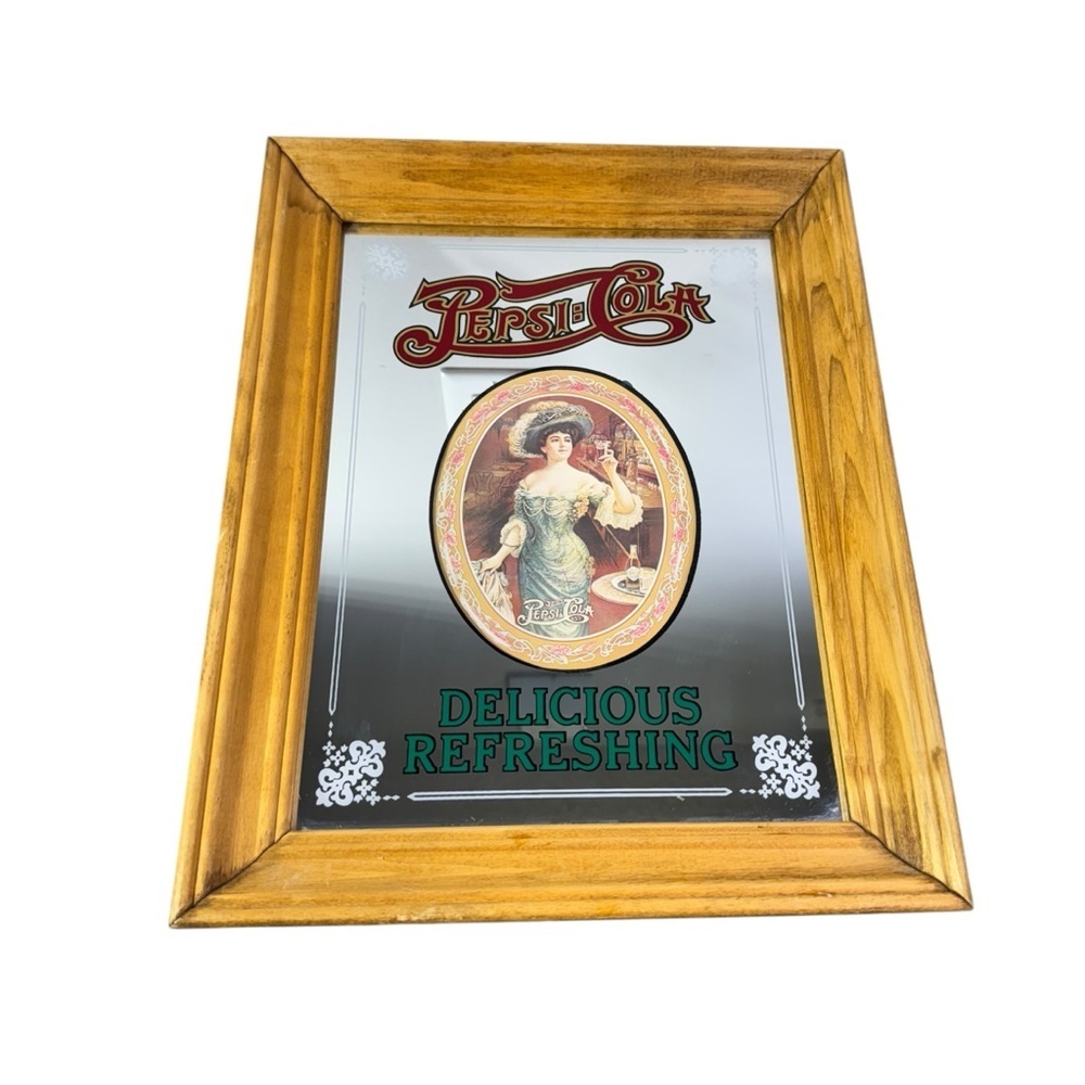Pepsi Cola Mirror Vintage Woman Drink Pepsi Delicious Refreshing Bar Sign